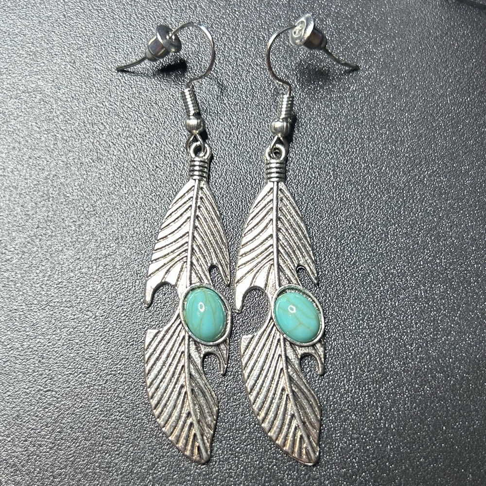 Silver-tone Feather Earrings